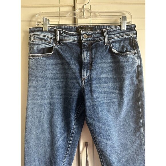 Max Mara Sportsmax Code High Rise Blue Denim Jean 28 Womens Size 6 Ruffle Bottom - Picture 3 of 15